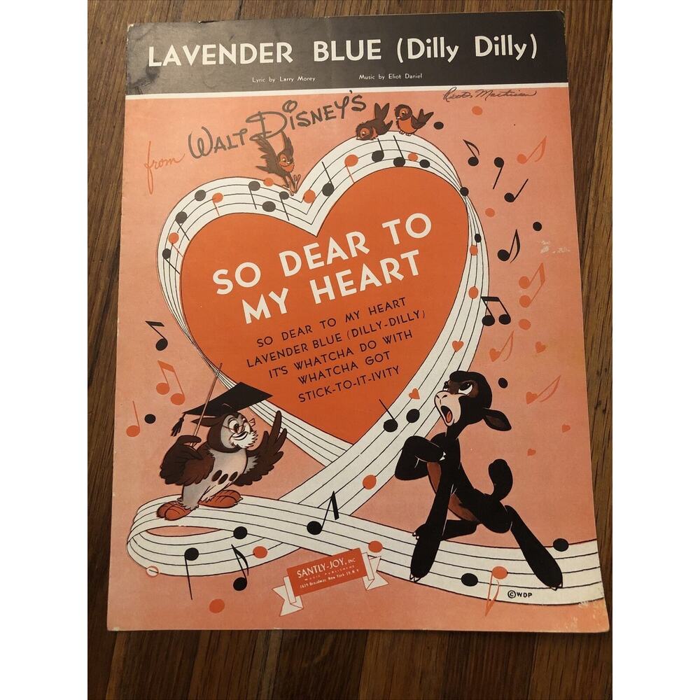 Walt Disney 1948 So Dear To My Heart "Lavender Blue (Dilly Dilly)" Sheet Music